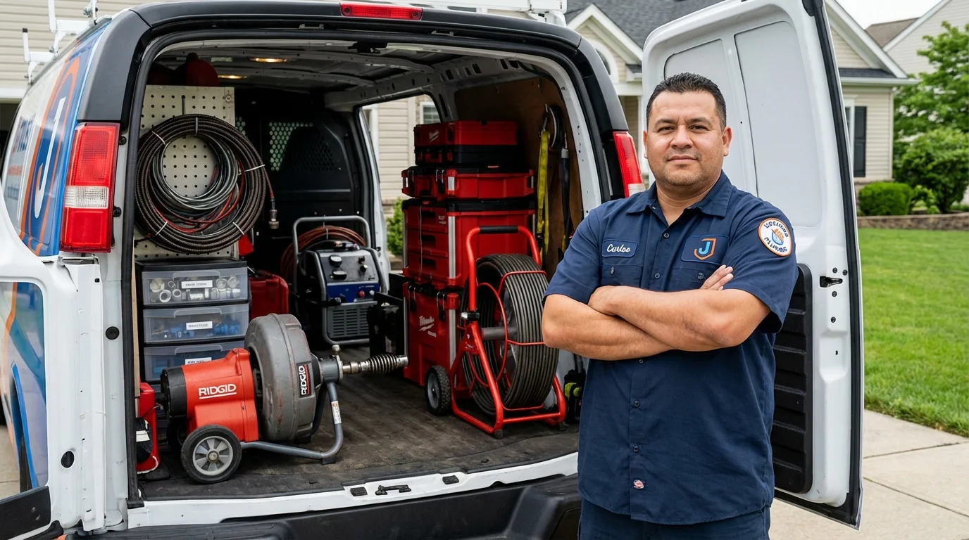 Professional drain cleaning equipment and Johns Plumbing LLC plumber in North Scituate