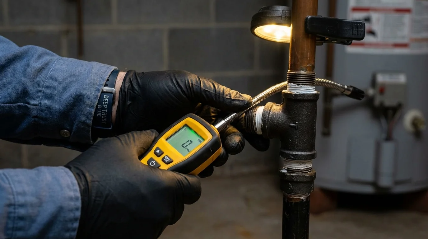 Gas leak detection with electronic sniffer by Johns Plumbing LLC in North Scituate