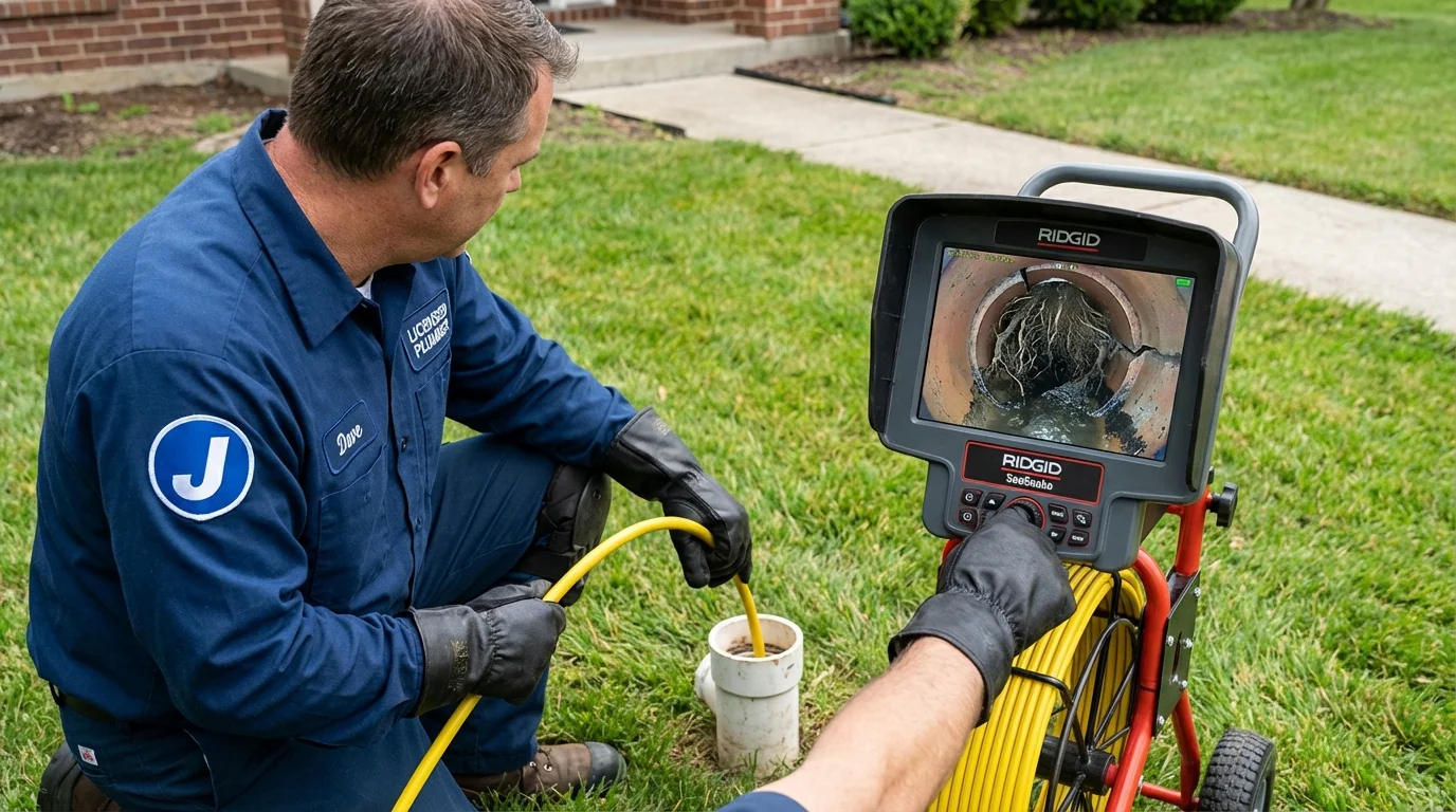Sewer camera inspection being performed by Johns Plumbing LLC in North Scituate
